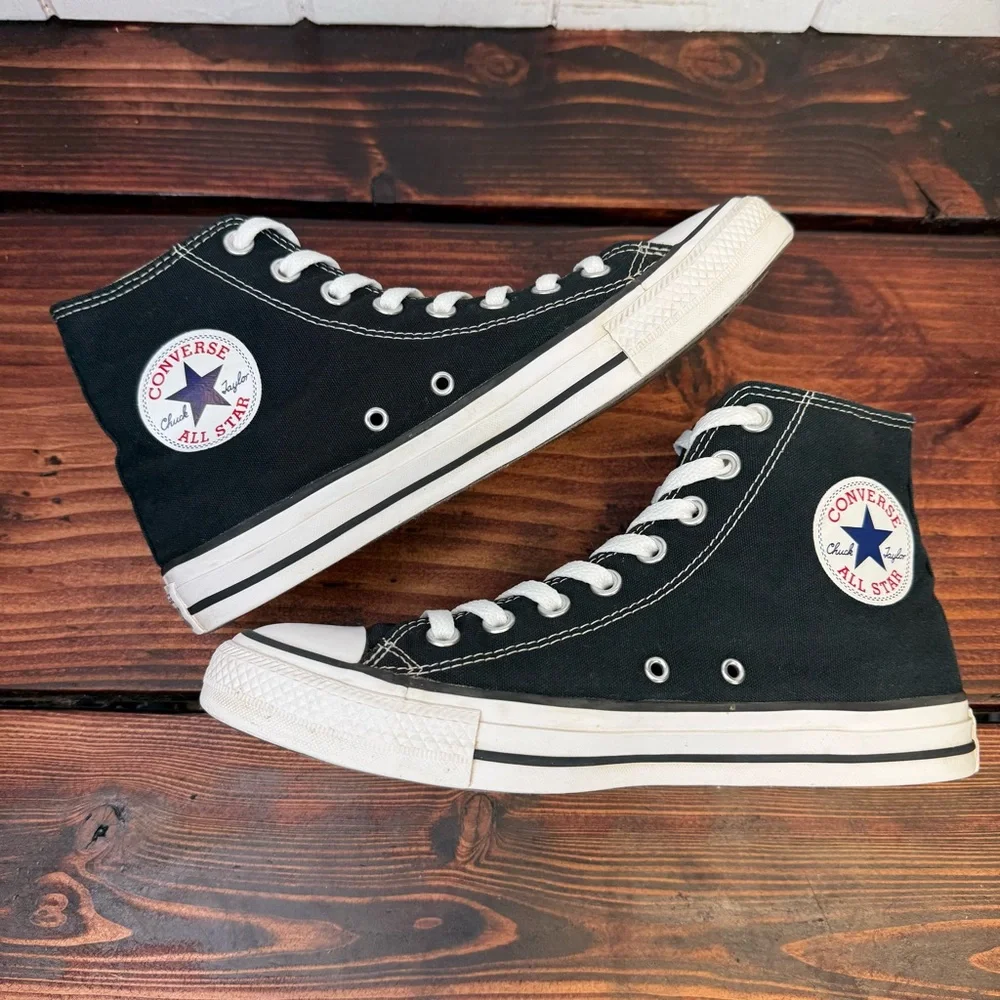 Converse Black and White High Top Sneakers - Picture 5 of 9